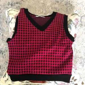 Brand: Shasa, Size: M, Color: dark red to medium pink, with black pattern